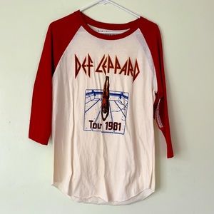 Live Nation Def Leppard Tour 1981 Raglan Baseball T Shirt Womens Size xl Top